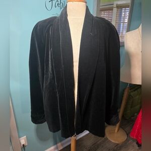 1980's JS Collections Black Velvet Open-Front Jacket